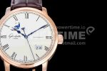 Glashutte Original Excellence Panorama Date Moon Phase SS GF 18K Rose Gold Case White Dial on Brown Leather Strap A100 Super Clone Watch - Image 4
