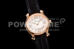 Chopard Happy Sport 33mm SS ZF 1:1 Best Edition White Textured Dial RG Bezel on Black Leather Strap MIYOTA 9015 Super Clone Watch - Image 2