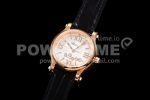 Chopard Happy Sport 33mm SS ZF 1:1 Best Edition White Textured Dial RG Bezel on Black Leather Strap MIYOTA 9015 Super Clone Watch - Image 3