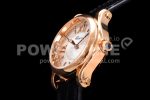 Chopard Happy Sport 33mm SS ZF 1:1 Best Edition White Textured Dial RG Bezel on Black Leather Strap MIYOTA 9015 Super Clone Watch - Image 6
