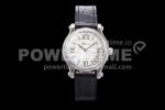 Chopard Happy Sport 33mm SS ZF 1:1 Best Edition White Textured Dial on Black Leather Strap MIYOTA 9015 Super Clone Watch