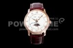 Blancpain Villeret 6654 RG Complicated Function OMF 1:1 Best Edition White Dial on Brown Leather Strap A6654 Super Clone Watch V3