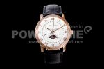 Blancpain Villeret 6654 RG Complicated Function OMF 1:1 Best Edition White Dial on Black Leather Strap A6654 Super Clone Watch V3