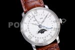 Blancpain Villeret 6654 SS Complicated Function OMF 1:1 Best Edition White Dial on Brown Leather Strap A6654 Super Clone Watch V3 - Image 2