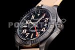 Breitling Avenger GMT 45mm DLC GF 1:1 Best Edition Black Dial on Light Brown Nylon Strap A2836 Super Clone Watch - Image 6