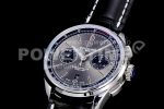 Breitling Premier B01 Chrono SS 42mm GF 1:1 Best Edition Gray/Black Dial on Black Leather Strap A7750 Super Clone Watch - Image 3