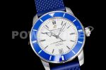 Breitling SuperOcean Heritage ii 42mm SS GF 1:1 Best Edition White Dial Blue Bezel on Blue Rubber Strap A2824 Super Clone Watch V2 - Image 2