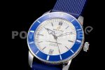Breitling SuperOcean Heritage ii 42mm SS GF 1:1 Best Edition White Dial Blue Bezel on Blue Rubber Strap A2824 Super Clone Watch V2 - Image 3
