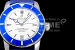 Breitling SuperOcean Heritage ii 42mm SS GF 1:1 Best Edition White Dial Blue Bezel on Blue Rubber Strap A2824 Super Clone Watch V2 - Image 4