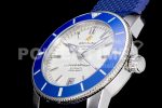 Breitling SuperOcean Heritage ii 42mm SS GF 1:1 Best Edition White Dial Blue Bezel on Blue Rubber Strap A2824 Super Clone Watch V2 - Image 6