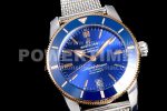 Breitling SuperOcean Heritage ii 42mm SS/RG GF 1:1 Best Edition Blue Dial on SS Mesh Bracelet A2824 Super Clone Watch V2 - Image 2