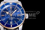 Breitling SuperOcean Heritage ii 42mm SS/RG GF 1:1 Best Edition Blue Dial on SS Mesh Bracelet A2824 Super Clone Watch V2 - Image 4