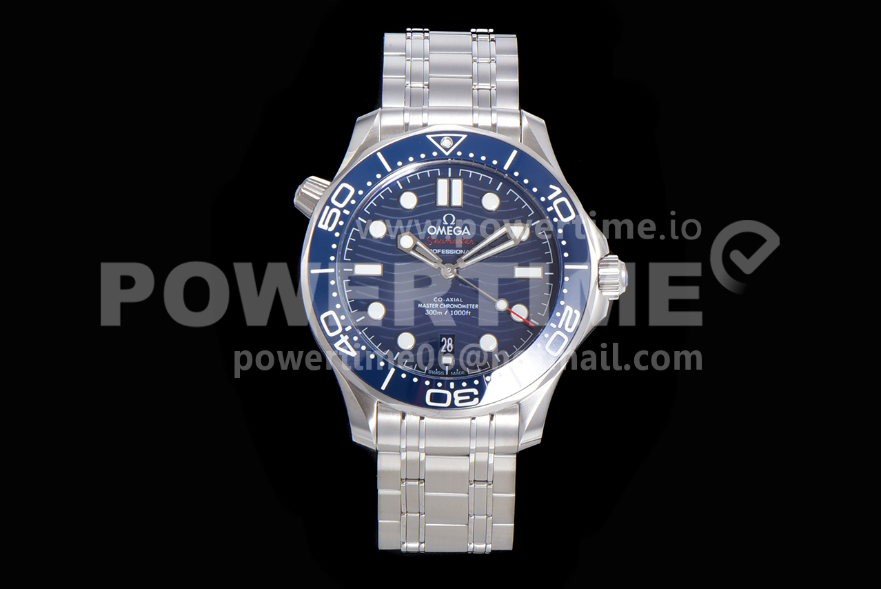 Omega Seamaster Diver 300M ZF 1:1 Best Edition Blue Ceramic Blue Dial on SS Bracelet A8800 Super Clone Watch