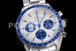 Omega Speedmaster SS Blue Snoopy OMF 1:1 Best Edition White Dial on New SS Bracelet Manual Winding Chrono Movement Super Clone Watch - Image 2
