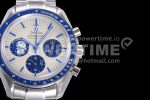 Omega Speedmaster SS Blue Snoopy OMF 1:1 Best Edition White Dial on New SS Bracelet Manual Winding Chrono Movement Super Clone Watch - Image 4