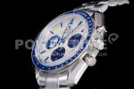 Omega Speedmaster SS Blue Snoopy OMF 1:1 Best Edition White Dial on New SS Bracelet Manual Winding Chrono Movement Super Clone Watch - Image 5
