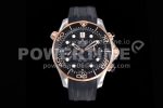 Omega Seamaster 300M Chrono SS/RG OMF 1:1 Best Edition Black Dial on Black Rubber Strap A9900 Super Clone Watch
