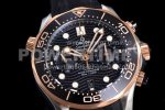 Omega Seamaster 300M Chrono SS/RG OMF 1:1 Best Edition Black Dial on Black Rubber Strap A9900 Super Clone Watch - Image 5