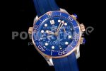 Omega Seamaster 300M Chrono SS/YG OMF 1:1 Best Edition Blue Dial on Blue Rubber Strap A9900 Super Clone Watch - Image 3
