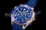 Omega Seamaster 300M Chrono SS/YG OMF 1:1 Best Edition Blue Dial on Blue Rubber Strap A9900 Super Clone Watch - Image 2