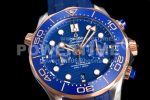 Omega Seamaster 300M Chrono SS/YG OMF 1:1 Best Edition Blue Dial on Blue Rubber Strap A9900 Super Clone Watch - Image 4