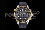 Omega Seamaster 300M Chrono SS/YG OMF 1:1 Best Edition Black Dial on Black Rubber Strap A9900 Super Clone Watch