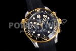 Omega Seamaster 300M Chrono SS/YG OMF 1:1 Best Edition Black Dial on Black Rubber Strap A9900 Super Clone Watch - Image 2