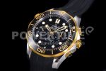 Omega Seamaster 300M Chrono SS/YG OMF 1:1 Best Edition Black Dial on Black Rubber Strap A9900 Super Clone Watch - Image 3