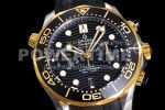 Omega Seamaster 300M Chrono SS/YG OMF 1:1 Best Edition Black Dial on Black Rubber Strap A9900 Super Clone Watch - Image 5