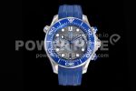 Omega Seamaster 300M Chrono SS OMF 1:1 Best Edition Gray Dial on Blue Rubber Strap A9900 Super Clone Watch