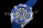 Omega Seamaster 300M Chrono SS OMF 1:1 Best Edition Gray Dial on Blue Rubber Strap A9900 Super Clone Watch - Image 2