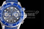 Omega Seamaster 300M Chrono SS OMF 1:1 Best Edition Gray Dial on Blue Rubber Strap A9900 Super Clone Watch - Image 5