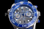 Omega Seamaster 300M Chrono SS OMF 1:1 Best Edition Gray Dial on Blue Rubber Strap A9900 Super Clone Watch - Image 4