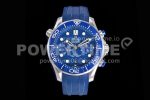 Omega Seamaster 300M Chrono SS OMF 1:1 Best Edition Blue Dial on Blue Rubber Strap A9900 Super Clone Watch