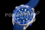 Omega Seamaster 300M Chrono SS OMF 1:1 Best Edition Blue Dial on Blue Rubber Strap A9900 Super Clone Watch - Image 3