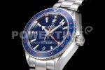 Omega Planet Ocean 600M Co-Axial GMT 43.5mm VSF 1:1 Best Edition Blue Dial Blue Ceramic Bezel on SS Bracelet A8605 Super Clone Watch - Image 4