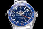 Omega Planet Ocean 600M Co-Axial GMT 43.5mm VSF 1:1 Best Edition Blue Dial Blue Ceramic Bezel on SS Bracelet A8605 Super Clone Watch - Image 2