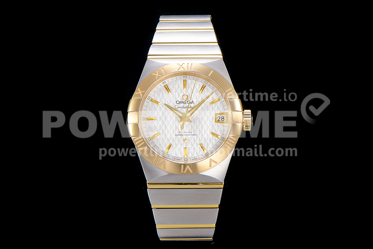 Omega Constellation Ladies SS/YG 28mm AF 1:1 Best Edition White Textured Dial on SS/YG Bracelet ETA Quartz Super Clone Watch
