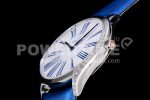 Omega De Ville Tresor Quartz 36mm Ladies SS White Dial Blue Markers on Blue Leather Strap Ronda Quartz Super Clone Watch - Image 6