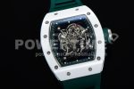 Richard Mille RM055 Real White Ceramic KVF Best Edition Skeleton Dial Green Inner on Green Rubber Strap MIYOTA8215 Super Clone Watch - Image 2