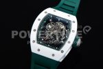 Richard Mille RM055 Real White Ceramic KVF Best Edition Skeleton Dial Green Inner on Green Rubber Strap MIYOTA8215 Super Clone Watch - Image 3