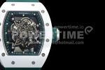 Richard Mille RM055 Real White Ceramic KVF Best Edition Skeleton Dial Green Inner on Green Rubber Strap MIYOTA8215 Super Clone Watch - Image 4