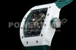 Richard Mille RM055 Real White Ceramic KVF Best Edition Skeleton Dial Green Inner on Green Rubber Strap MIYOTA8215 Super Clone Watch - Image 6