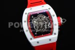 Richard Mille RM055 White Ceramic KVF Best Edition Skeleton Dial Red on Red Rubber Strap MIYOTA8215 Super Clone Watch V3 - Image 2