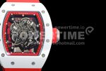 Richard Mille RM055 White Ceramic KVF Best Edition Skeleton Dial Red on Red Rubber Strap MIYOTA8215 Super Clone Watch V3 - Image 4