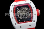 Richard Mille RM055 White Ceramic KVF Best Edition Skeleton Dial Red on Red Rubber Strap MIYOTA8215 Super Clone Watch V3 - Image 5