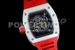 Richard Mille RM055 White Ceramic KVF Best Edition Skeleton Dial Red on Red Rubber Strap MIYOTA8215 Super Clone Watch V3 - Image 7