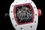 Richard Mille RM055 White Ceramic KVF Best Edition Skeleton Dial Red on White Rubber Strap MIYOTA8215 Super Clone Watch V3 - Image 5