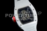 Richard Mille RM055 White Ceramic KVF Best Edition Skeleton Dial Red on White Rubber Strap MIYOTA8215 Super Clone Watch V3 - Image 7