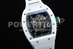 Richard Mille RM055 White Ceramic KVF Best Edition Skeleton Dial Green on White Rubber Strap MIYOTA8215 Super Clone Watch V3 - Image 2